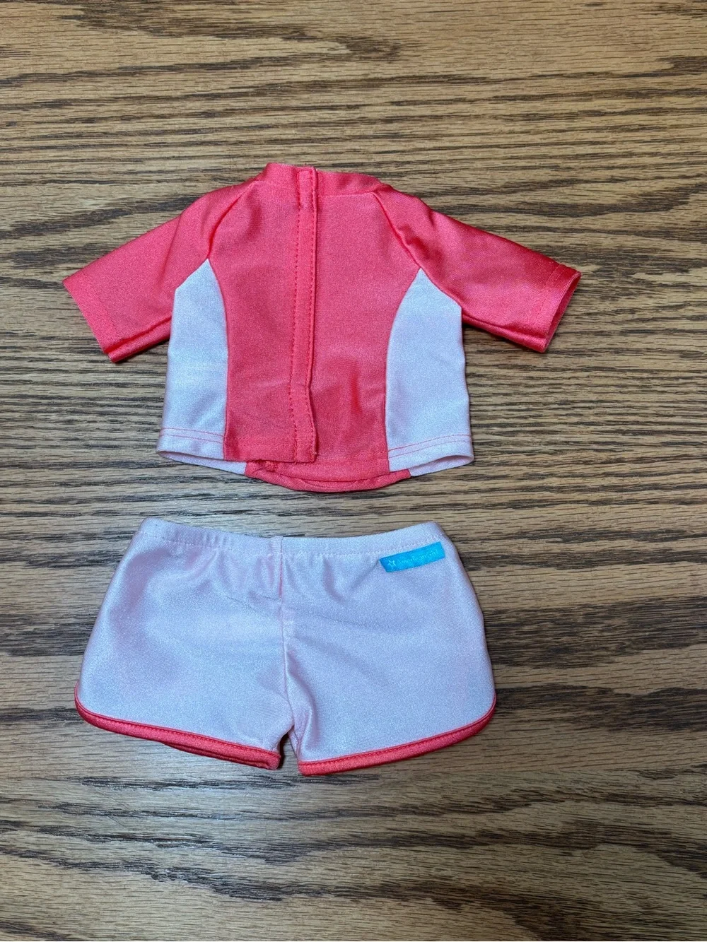 American Girl Surfs Up Swim Shirt and Boy Shorts Set Flamingo
